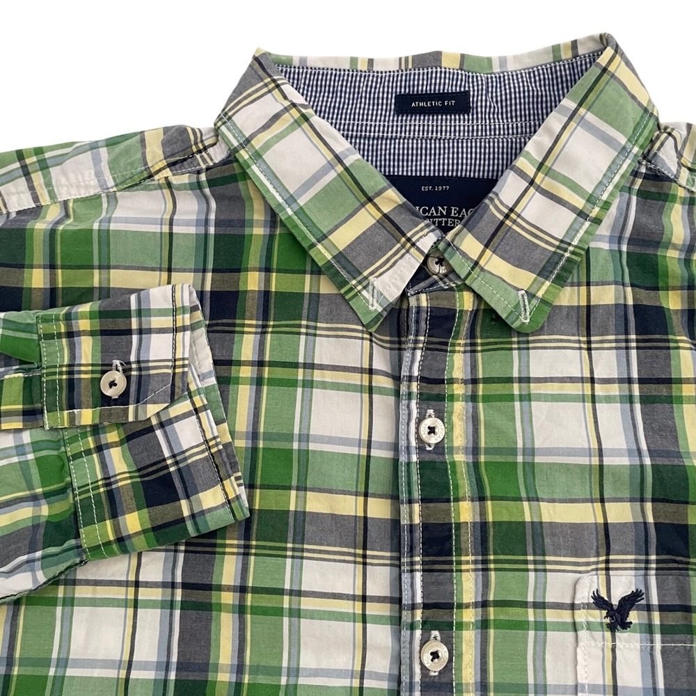 American Eagle Outfitters XL Athletic Fit Plaid Long Sleeve Button Down Shirt